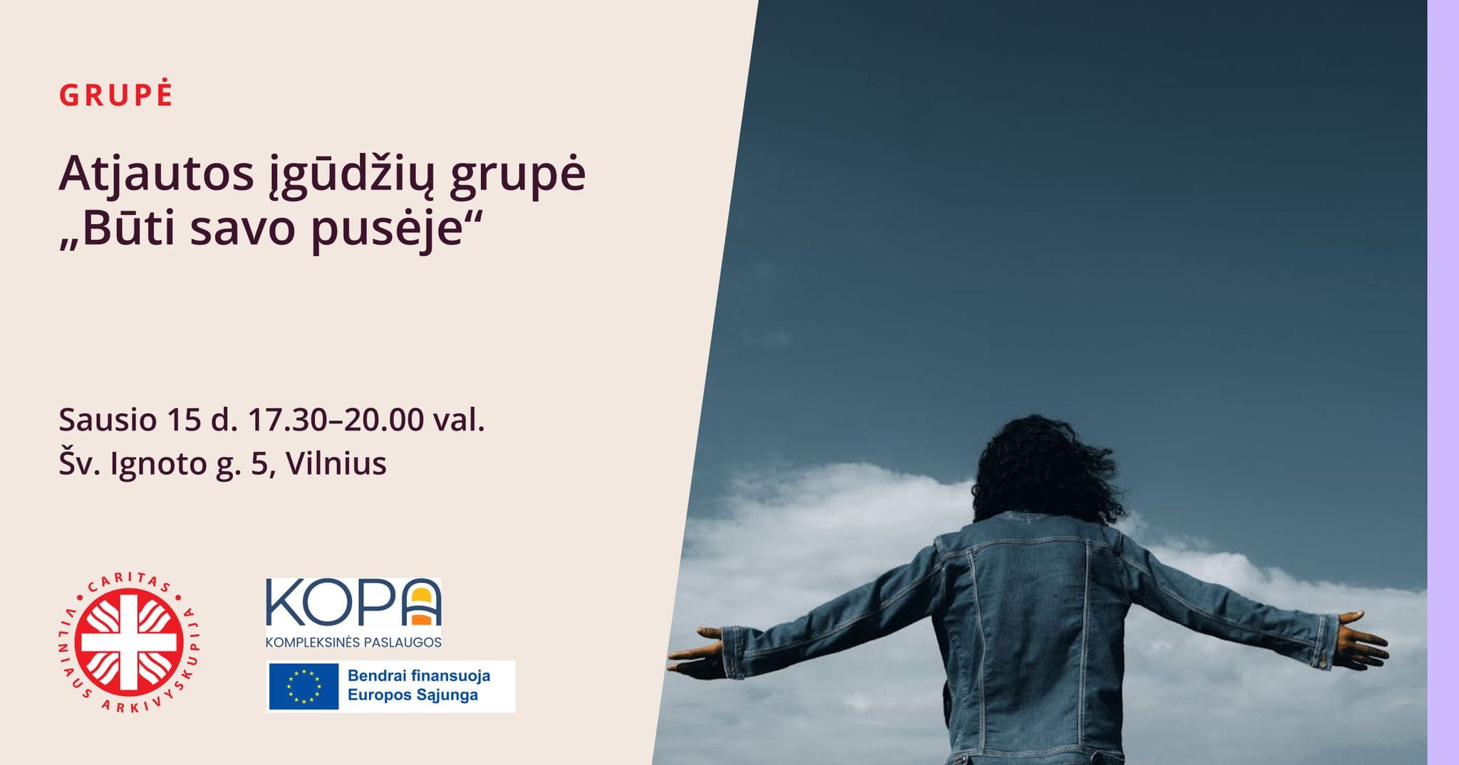 Atjautos įgūdžių grupė „Būti savo pusėje”. Vakarinė grupė