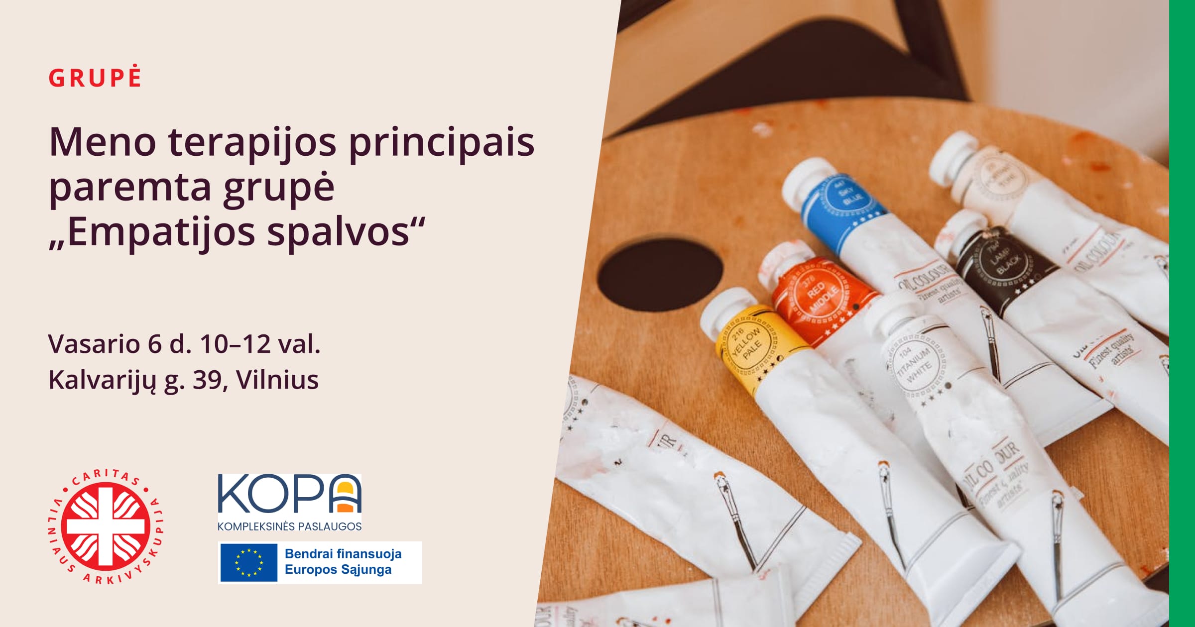 Meno terapijos principais paremta grupė „Empatijos spalvos“