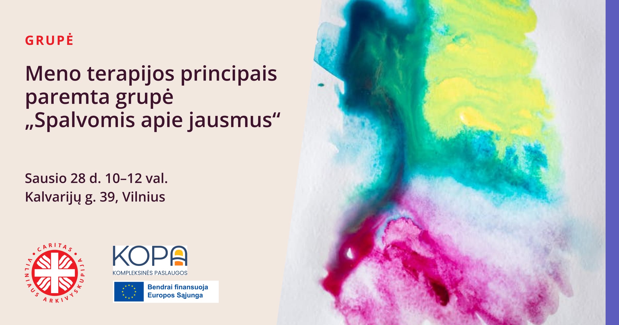 Meno terapijos principais paremta grupė „Spalvomis apie jausmus“