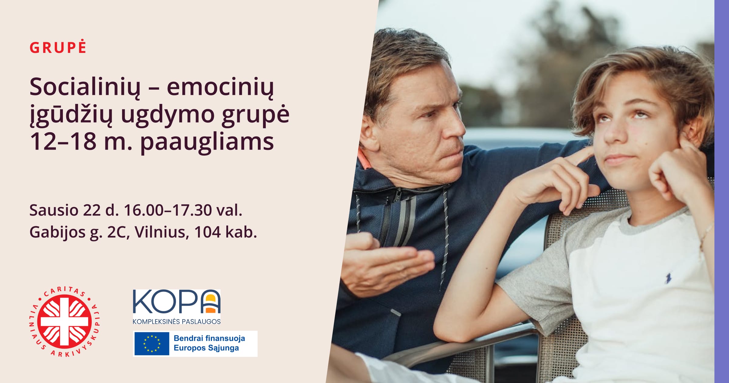 Socialinių – emocinių įgūdžių ugdymo grupė 12-18 m. paaugliams
