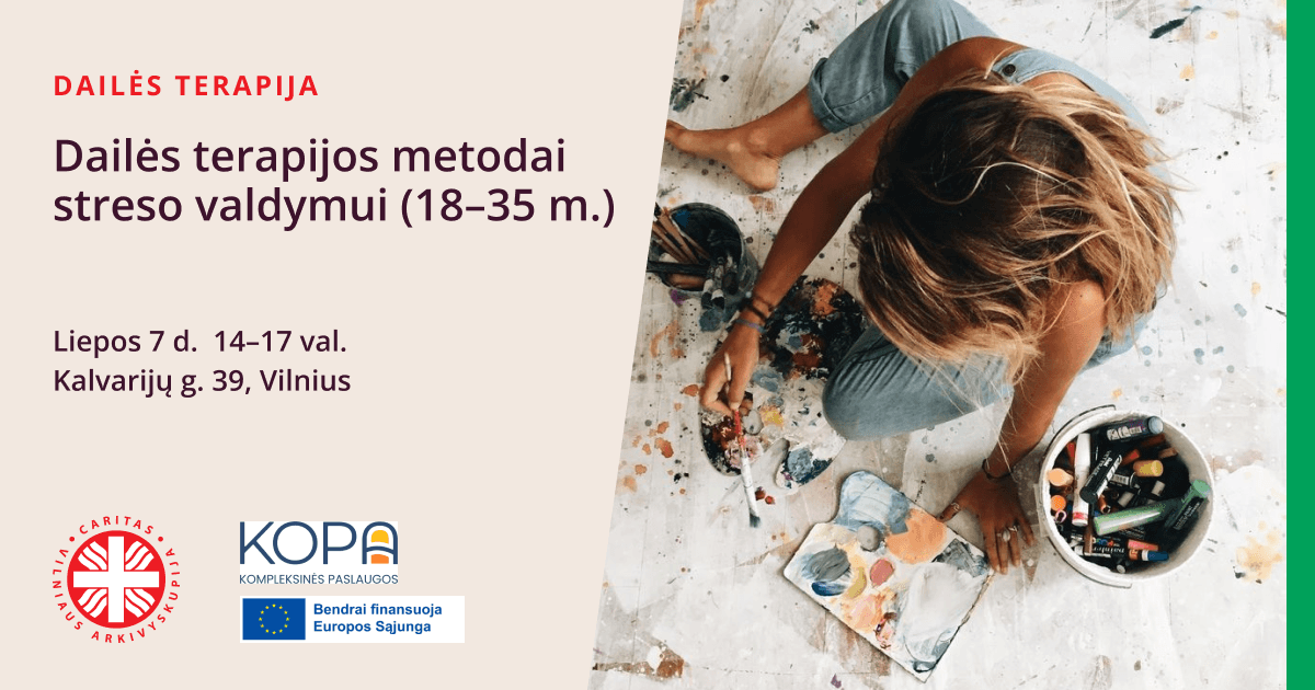 Dailės terapijos metodai streso valdymui (18-35 m.)