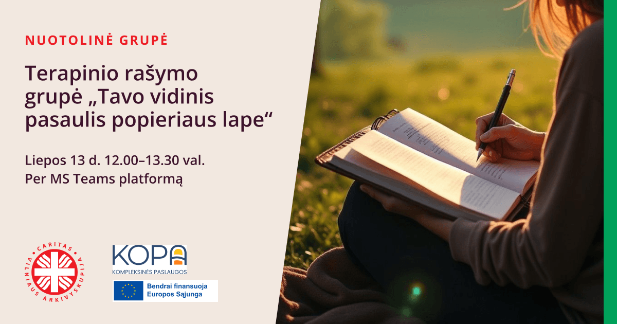 Nuotolinė terapinio rašymo grupė „Tavo vidinis pasaulis popieriaus lape”