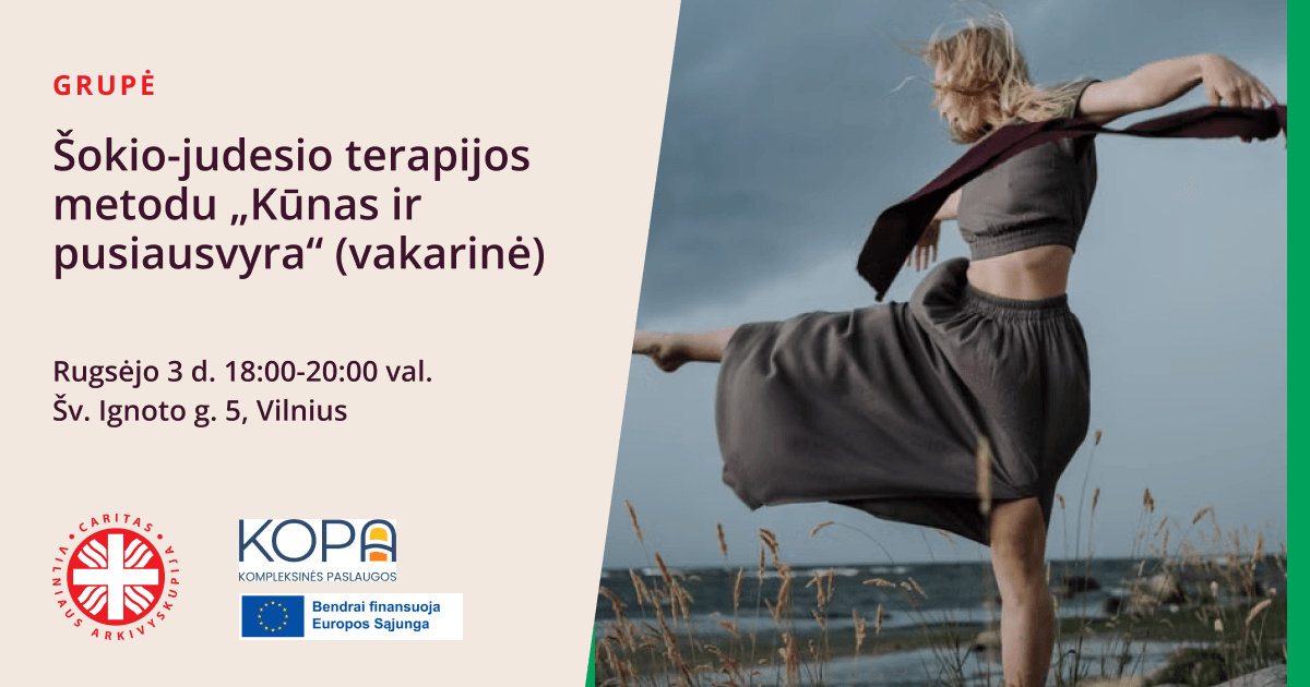 Grupė šokio-judesio terapijos metodu „Kūnas ir pusiausvyra“ (vakarinė)