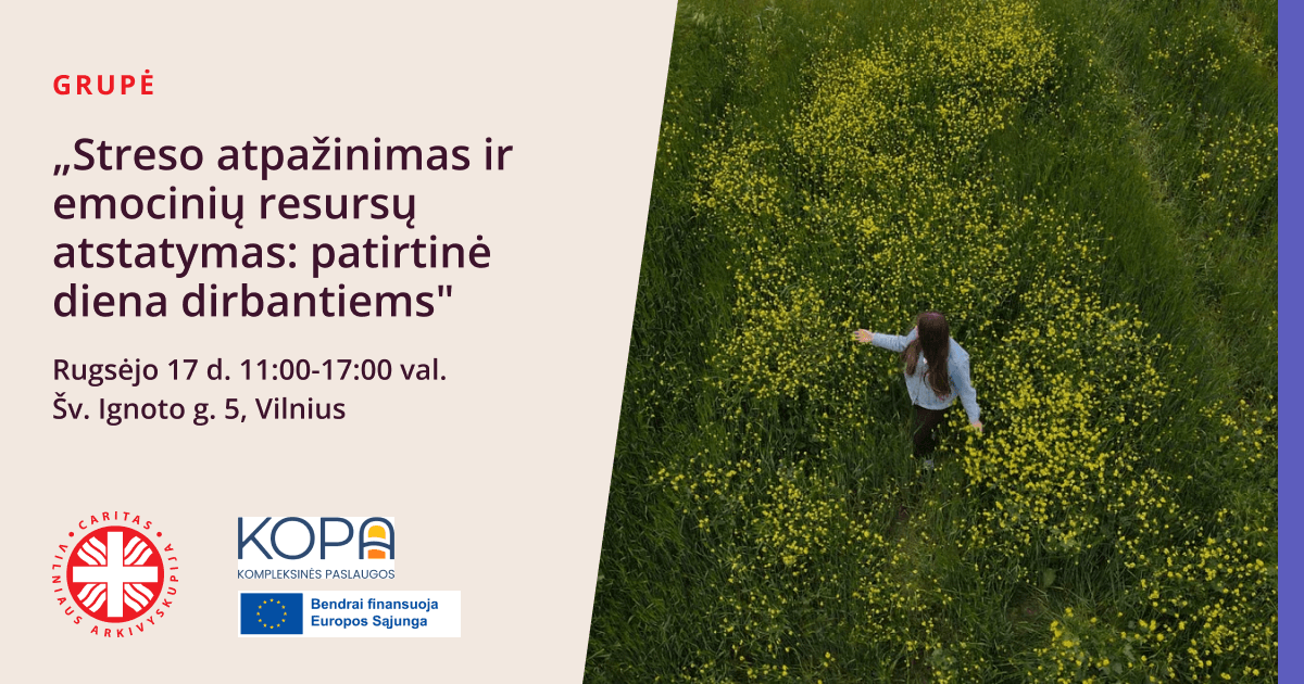 Streso atpažinimas ir emocinių resursų atstatymas: patirtinė diena dirbantiems