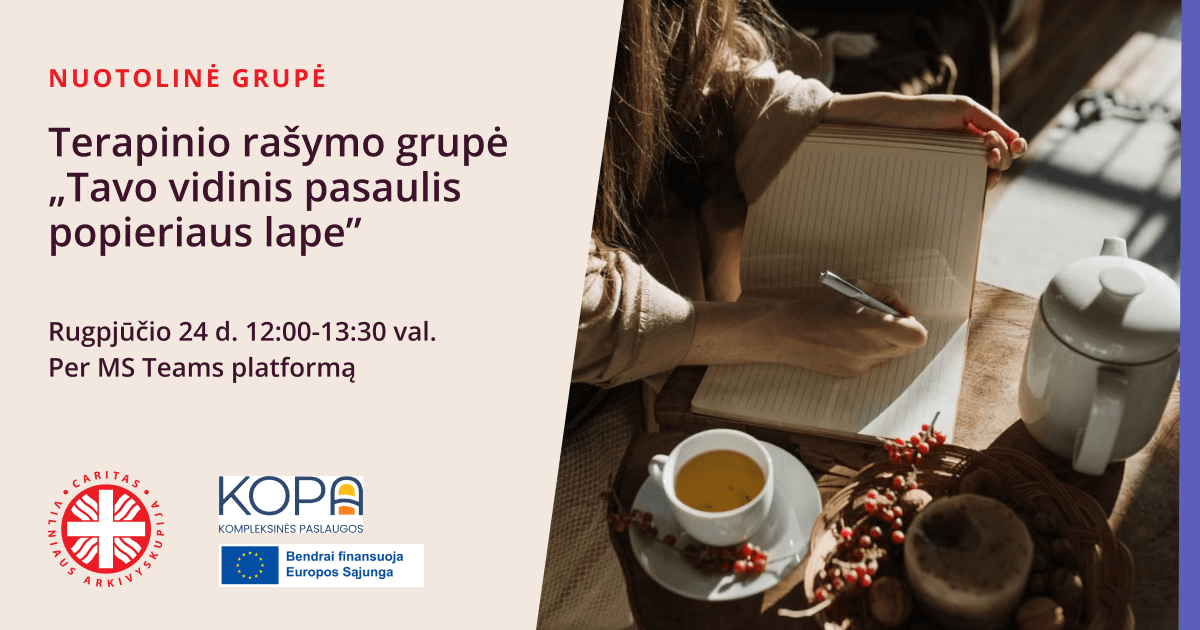 Nuotolinė terapinio rašymo grupė „Tavo vidinis pasaulis popieriaus lape”